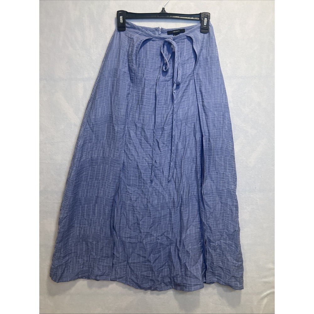 forever 21 blue midi skirt xs open wrap